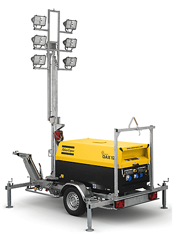 Осветительные мачты Atlas Copco на базе генераторов QAX и QAS