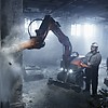 Разрушение бетонной стены при помощи робота для демонтажа DXR 270